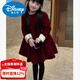 Disney girls New Year's clothing, stylish New Year's greetings, velvet dress, winter new style, little girl's celebrity style birthday, red velvet pearl collar dress, velvet and thickened double layer, 90, recommended height around 85, almost sold out