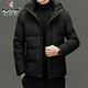 Woodpecker Short Down Jacket Men's Winter 2026 New 90 White Duck Down Thickened Warm Lock Hooded Bread Jacket RR-YR9829 Red M
