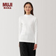MUJI women's raised rib knit half turtleneck long-sleeved T-shirt base layer for winter BBD93C4A white S