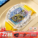 Bugatti (BONEST GATTI) German men's hollow fully automatic mechanical watch crystal case luminous watch Valentine's Day birthday gift for boyfriend BG9920-A3 transparent case yellow surface yellow tape