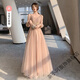 Tea Xiaoa bridesmaid dress 2025 new sister group niche sense can usually wear bridesmaid dress female forest summer apricot 001 long style A XS
