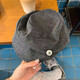 Shen Shi Yi Japanese retro pleated beret women's 2025 new versatile Baotou hat big head circumference showing face little painter hat trendy love button beret dark gray one size