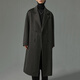 Homlean Korean style woolen coat for men winter thickened mid-length high-end double-breasted coat HK30 matte black XL