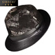 SIBOCHI autumn and winter men's top hat genuine leather hat middle-aged and elderly casual British gentleman hat sheepskin print cowboy jazz hat black Passepartout 2XL 59-60cm