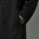 Homlean Korean style woolen coat for men winter thickened mid-length high-end double-breasted coat HK30 matte black XL