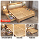EON HOME bed Nordic solid wood bed double bed master bedroom storage large wedding bed night light charging soft back bed single bed (soft back version) 1.5*2.0 meters (large plate frame version)