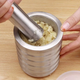 Yusenyi 304 stainless steel garlic pounder, household grinder, manual garlic mortar, pounding jar, garlic masher, large matching anti-spill lid