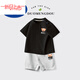 Disney (Disney) Boys Suit 2025 Summer New Small and Medium-sized Children's Baby Short-Sleeved Shorts Two-piece Set Children's Cotton Children's Clothes AP14034 White + I13799K Navy Blue 80