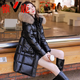 Yalu Lightweight 2026 Middle-aged Glossy Down Jacket Women's Mid-Length Thickened Winter Big Fur Collar Mother's Wear Disposable Jacket Black S _ 85-100Jin Jin is equal to 0.5 kg