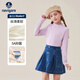Navigare Italian small sailing children's clothing girls' bottoming shirt children's long-sleeved T-shirt baby half turtleneck comfortable and soft clothes bow bottoming shirt orchid purple 120