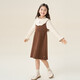 Montagut children's clothing girls' new fashionable fungus edge collar knitted skin-friendly soft and sweet careful machine embroidered classic dress