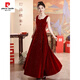 Pierre Cardin New Chinese Toast Wear 2025 New Bride Autumn and Winter Wedding Red Engagement Dress Skirt Women Winter Cheongsam Wedding Dress Burgundy M