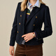 ELAND衣恋西装女时尚双排扣休闲通勤外套新款 深藏青色(03)D/NAVY M /165
