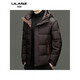 利郎（LILANZ）火山岩蓄热鸭绒羽绒服短款男士冬加厚保暖面包服休闲连帽外套 黑色 14XL (190)