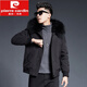 Pierre Cardin 2025 new winter parka men's short detachable fur jacket coat slim and thickened black M