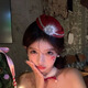 Yi Xin New Year's hat hairpin women's holiday party atmosphere photo dress up props gold style headdress hair accessories red fur ball snowflake glitter small top hat