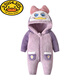 G.duck autumn and winter baby jumpsuit thickened cotton clothes cute baby crawling clothes cute animal home clothes pajamas outing clothes double layer late autumn purple duck 59cm height 52-59cm