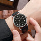 Men's watch European style simple and elegant trendy casual watch Roman scale blue light glass dial black belt black plate