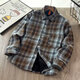 Boys' spring shirts 2026 new style children's handsome autumn versatile plaid long-sleeved shirts and jackets for middle-aged and older children trendy picture color plus velvet high quality heavyweight 130