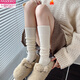 Modal autumn and winter plush milk white mid-length socks Korean gray calf socks thickened warm brown knee-high pile socks Apricot Rice One size fits all 2 pairs