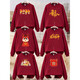 Festive parent-child outfit for a family of three and four, family outfit plus velvet sweatshirt 2026 Year of the Horse New Year burgundy top sweatshirt red silver fox velvet Fuma 185 (L)