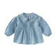DAVE&BELLA children's shirts 2026 spring new pure cotton girls' denim shirts for baby girls long-sleeved tops children's clothes denim blue ready stock 120 cm (recommended height 110-120cm)