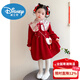 Disney New Year Clothes Girls Chinese Style Dress Winter 2026 New Children New Year Festive Skirt Baby New Year Clothes Red Free Bag 90