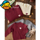 G.duck parent-child sweaters 2025 autumn and winter new style Korean style retro sweaters for a family of three, pullover loose New Year clothes, gray 170 adults M