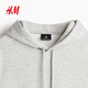 H&M Men's Sweatshirt 2025 Winter Plus Velvet Couple Outdoor Drop Shoulder Loose Red Christmas Hoodie 0970819 Gray S 170/92