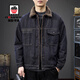 AEMAPE American puree denim lamb velvet denim jacket for men 2025 winter new velvet thickened warm cotton jacket 3128 blue black lamb velvet jacket XL suitable for 145-160Jin Jin equals 0.5 kg