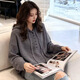 Hot selling hot style gray casual hooded knitted pullover sweater for women 2025 autumn new style simple and loose gray 2XL recommended 126-140Jin Jin equals 0.5 kg