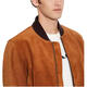 COACH SS Colorblock Suede Zip Leather Jacket Men's Orange Orange S