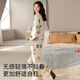 MiiOW Women's Pajamas Spring and Autumn 100% Cotton/7A Antibacterial Skin Friendly Round Neck Pullover Long Sleeve Four Seasons Home Clothes