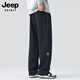 JEEP SPIRIT Jeep Casual Pants Men's Autumn and Winter Straight Pants Loose Wide Leg Pants Sports Men's Pants Black 3XL