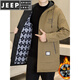 JEEP SPIRIT Winter Pack Jacket Men's Charge Cotton Jacket Plus Velvet Thickening Men's Winter Cotton Clothes Mid-Length Windbreaker Warm Jacket MK69 Black Plus Velvet Thickening M Recommended 90-110Jin Jin is equal to 0.5 kg