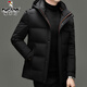 啄木鸟90白鸭绒羽绒服男士冬季加厚中年商务休闲保暖抗寒连帽面包服外套 98866黑色 M 170