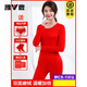 Yalu mid-high collar natal year virtue velvet heating thermal underwear set for women natal red plus velvet pure cotton autumn clothes and long johns 607 double-sided velvet all-in-one velvet big red suit 2XL 130-150Jin Jin equals 0.5kg pure cotton underwear + red socks + gift