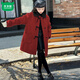 Mumuwu (mumuwu) girls' coat winter 2026 new style for big children and girls autumn and winter velvet thickened woolen children's woolen coat red QSY-9997 bow woolen coat 150