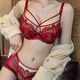 KJ red lace underwear for women with big breasts, small adjustment, young women's secondary breast reduction and anti-sagging birth year bra set