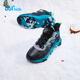 361 The same style of children's shoes in the mall, boys' plus velvet cotton shoes, 2026 spring new style, medium and large children's warm second-cotton casual shoes, carbon black/teal green/silver 35
