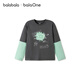 BalaOne children's clothing children's long-sleeved T-shirt boys 2026 spring new fake two-piece top dark gray 20911 160