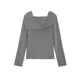 Fragment (dribs&drabs) wool sweater for women 2026 spring new style elegant simple slim fit niche fashion one-shoulder top gray L