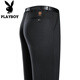 花花公子（PLAYBOY）休闲裤男士春秋款直筒宽松裤子男商务舒适弹力免烫西装裤长裤男装 686A黑色常规 30 约110-120斤可穿