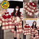 G.duck parent-child clothing, winter mother-daughter clothing, quilted woolen plaid coat, big children's princess style coat, western style battle coat, quilted plaid jacket (the size must be ordered separately) 80 girls (17-22Jin Jin is equal to 0.5 kg)