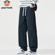 Paul Frank pure cotton pants men's spring loose straight casual pants men's pants American overalls trousers navy blue XL