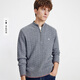 Navigare Italian small sailing three-dimensional cable wool sweater men's autumn and winter pure wool skin-friendly and antibacterial half-open collar sweater Glacier Gray XL is too large