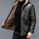 Dragon Tooth autumn and winter middle-aged and elderly leather jacket hooded men's leather jacket large size loose casual dad wear velvet thickened jacket 105 coffee color M 165__95-115Jin Jin is equal to 0.5 kg