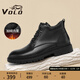 VOLO Rhino Herrenstiefel High-End-Martin-Stiefel Herren-High-Top-Schuhe plus Samt zum Warmhalten britische Freizeitstiefel dickbesohltes Lederfutter Herrenstiefel schwarz plus Samt 44