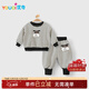Youqi baby clothes for men and women, spring and autumn velvet suits for infants and young children, autumn and winter style sweatshirts, split style two-piece sets