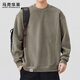 MARK FAIRWHALE sweatshirt men's winter heavyweight long-sleeved T-shirt men's casual jacket men's top bottoming shirt gray green XL